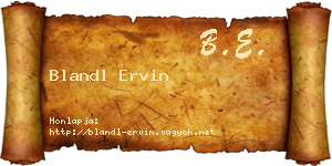 Blandl Ervin névjegykártya